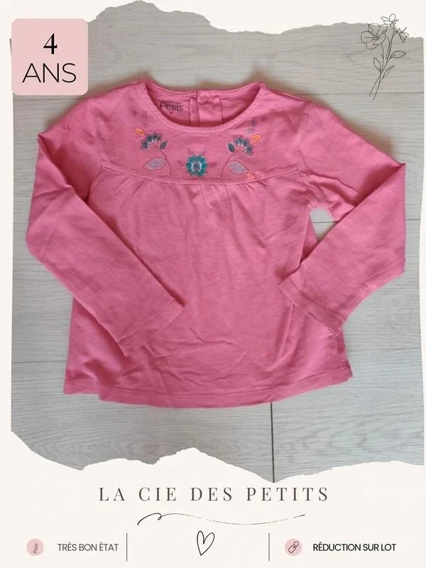 T-shirt manches longues rose 🦄 Taille 4 ans 🦄 La Cie des Petits